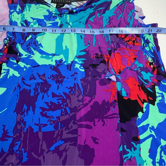 Attention Blue and Purple Abstract Women's Blouse size Large - Picture 6 of 7